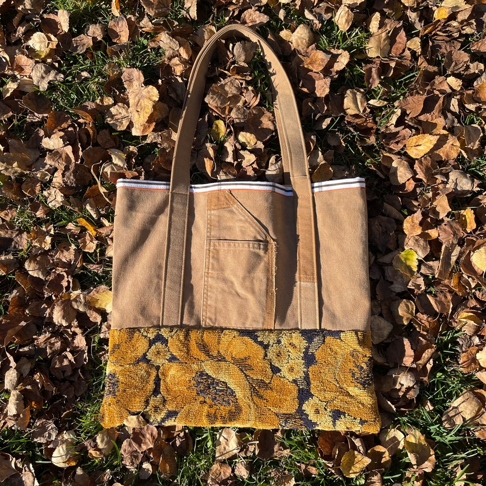 🍄SOLD🍄 Carhartt Tan and Brown Floral Tote Bag